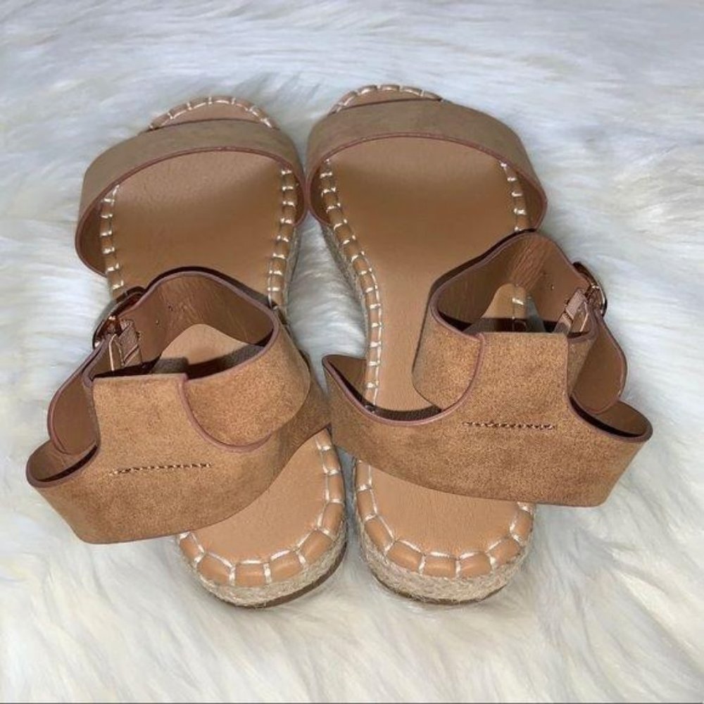Tan Platform Espadrille Open Toe Sandals Size 8 - Picture 4 of 5